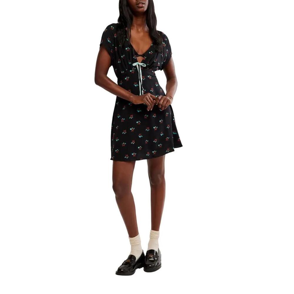 NWT! Free Poeple Everyone's Favorite Mini Dress Black Floral Size XS